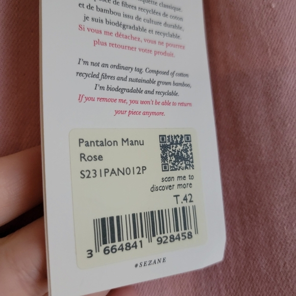 Sezane Manu Trousers in Pink size 42 NWT - Picture 8 of 12
